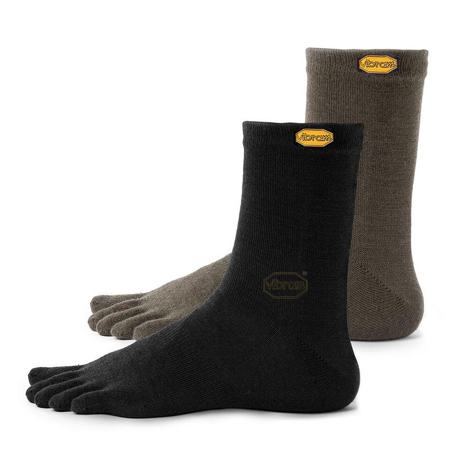 Men\'s Vibram 5TOE Crew 2 Pack Socks Black | US_D05