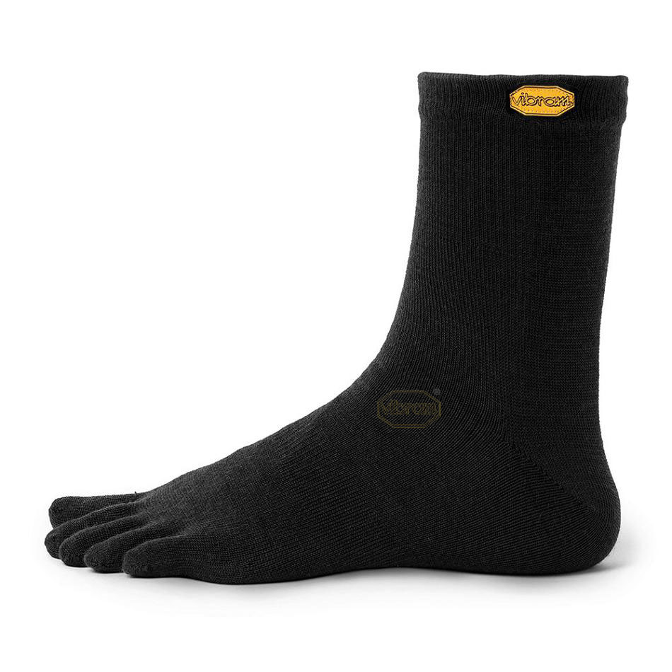 Men\'s Vibram 5TOE Crew Wool Socks Black | US_J84