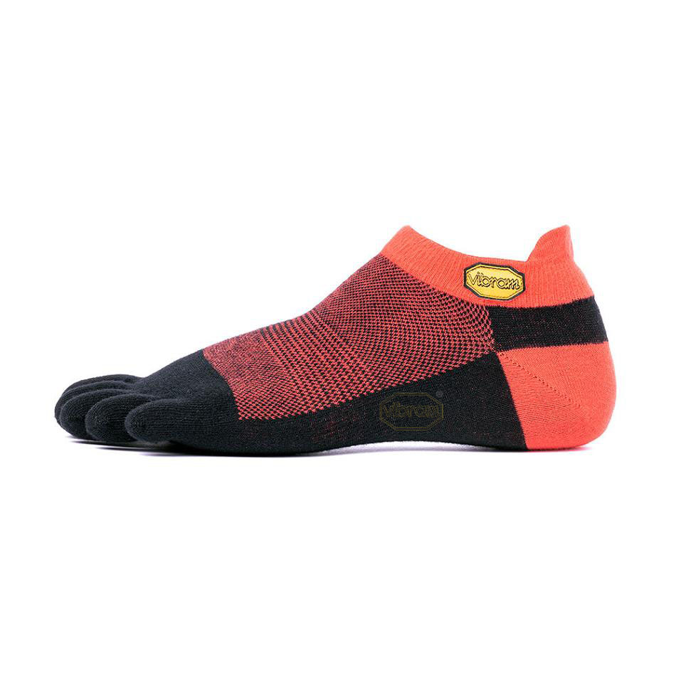 Men\'s Vibram 5TOE No Show Socks Red / Black | US_A03