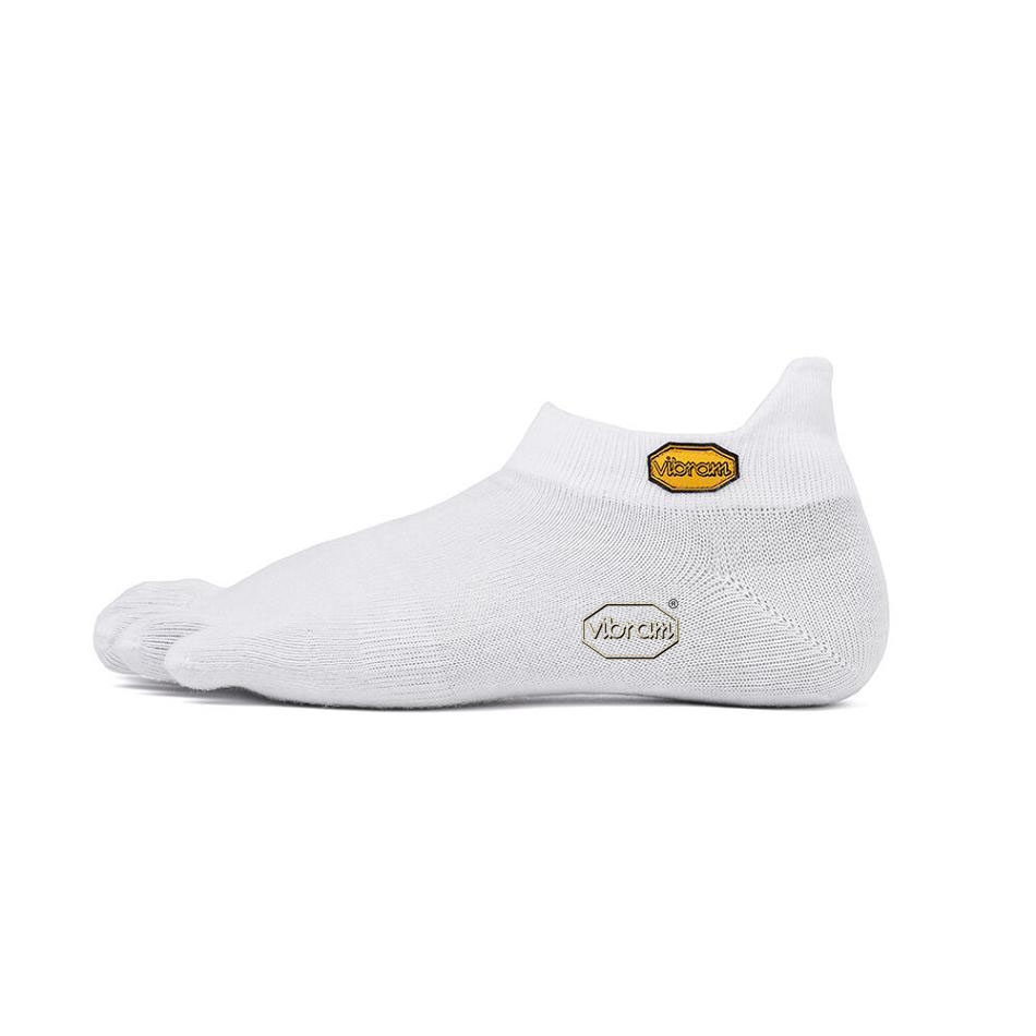 Men\'s Vibram 5TOE No Show Socks White | US_Z87