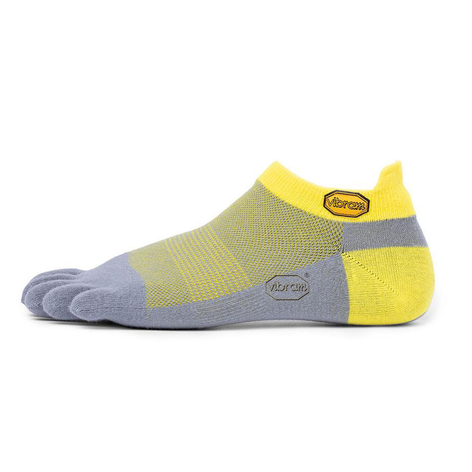 Men\'s Vibram 5TOE No Show Socks Yellow / Grey | US_U01