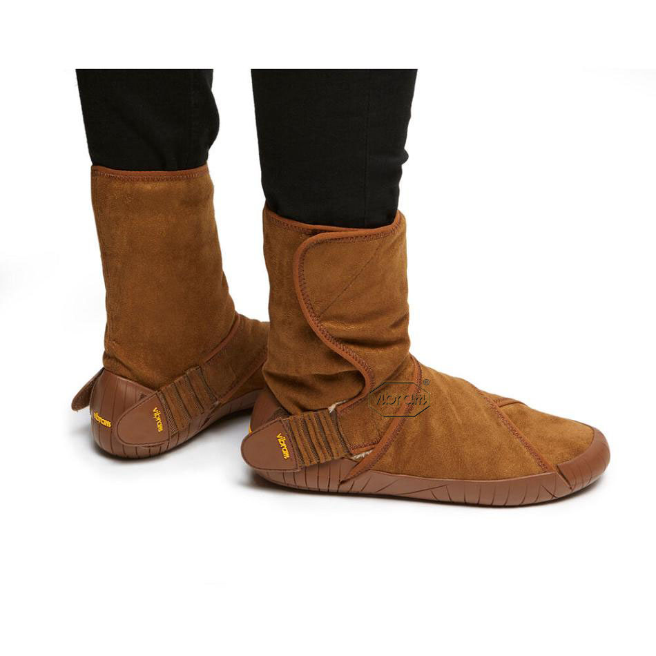 Men's Vibram Furoshiki Classic Shearling Mid Boots Brown | US_E21