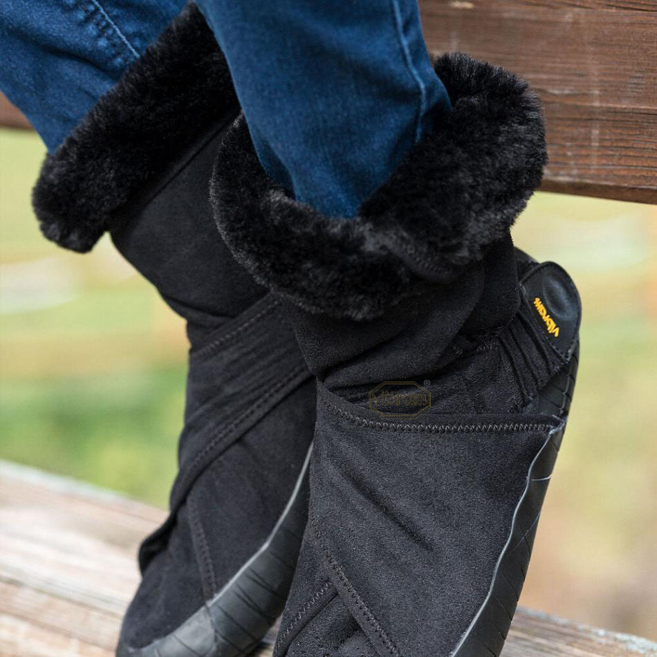 Men's Vibram Furoshiki Eastern Traveler Classic Shearling Mid Boots Black | US_R22