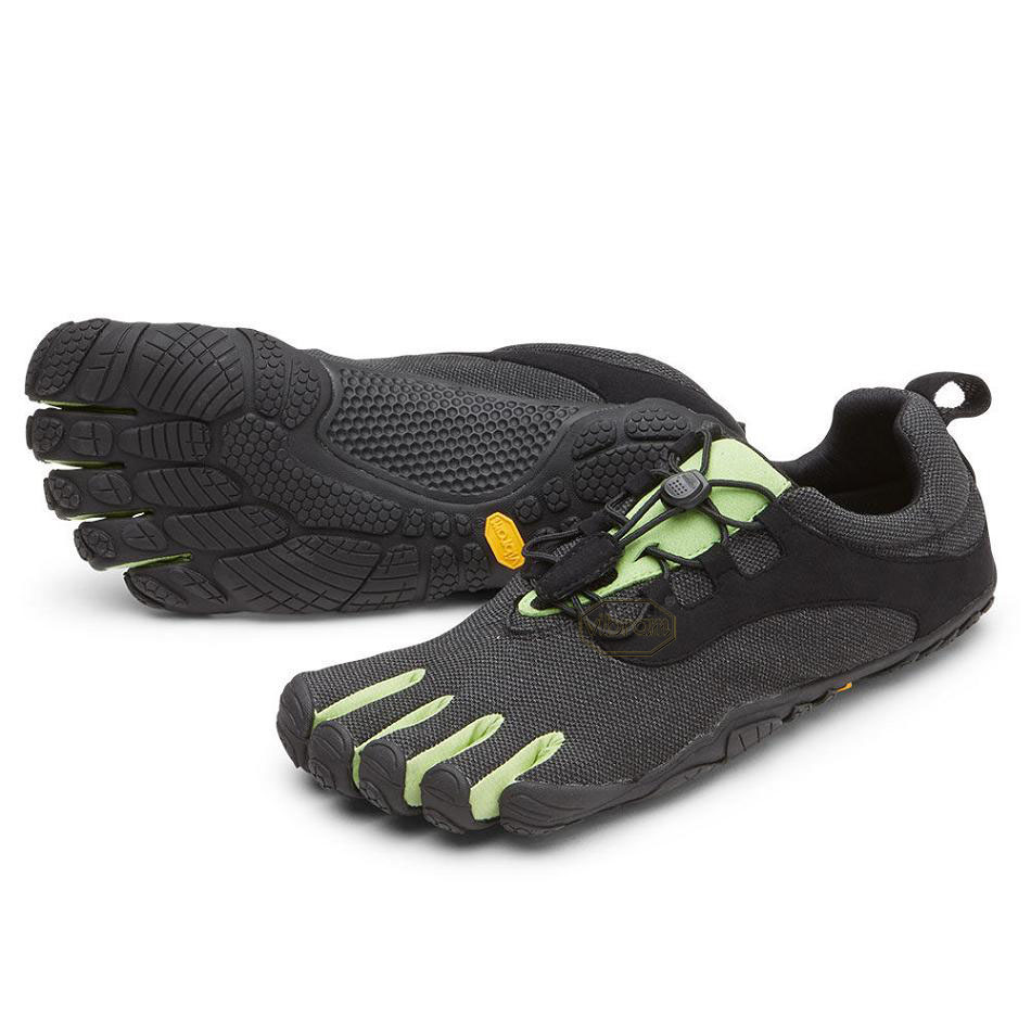 Men\'s Vibram V-Run Retro Running Shoes Black / Green / Black | US_D77