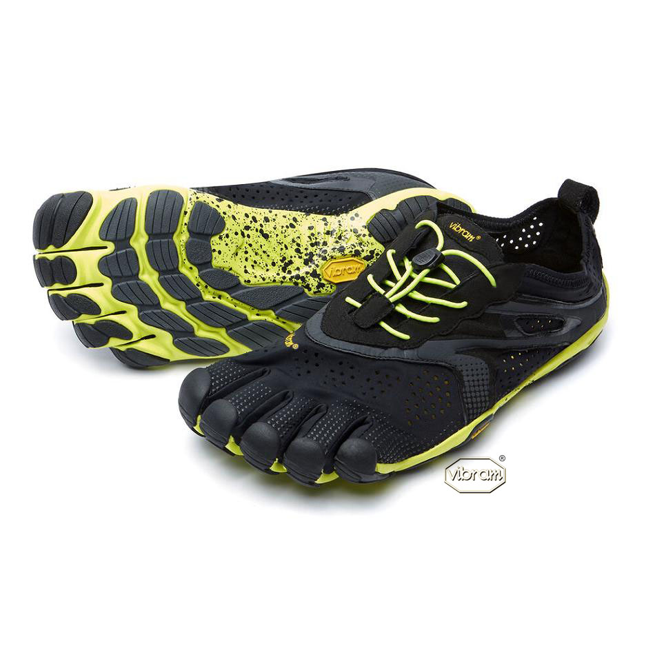 Men\'s Vibram V-Run Running Shoes Black / Yellow | US_T71