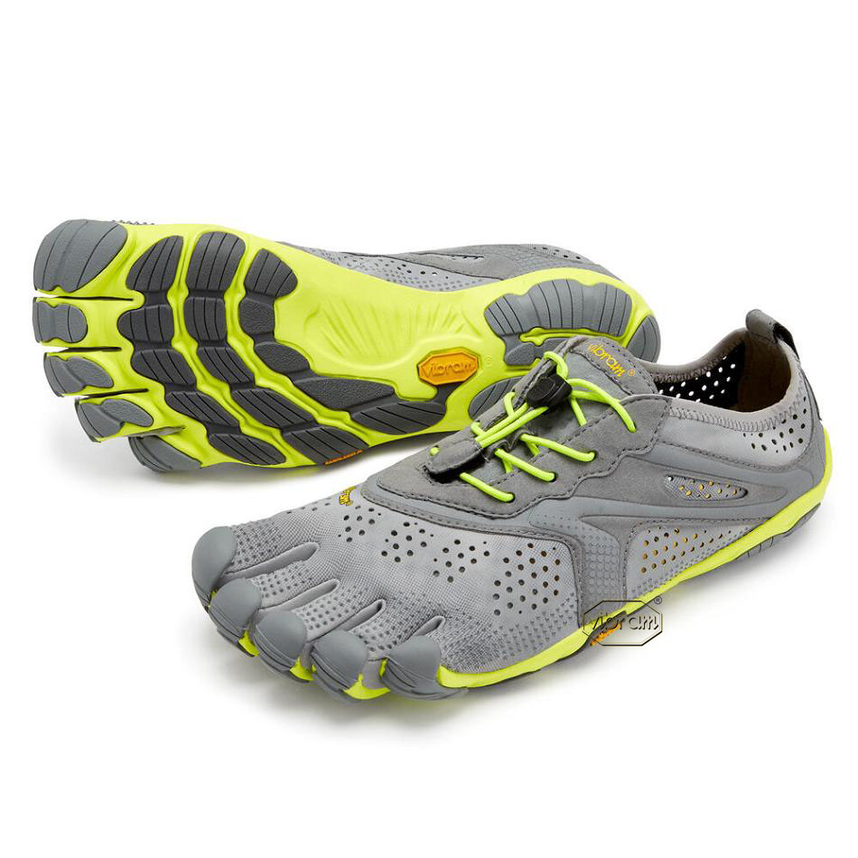 Men\'s Vibram V-Run Running Shoes Grey / Yellow | US_R70