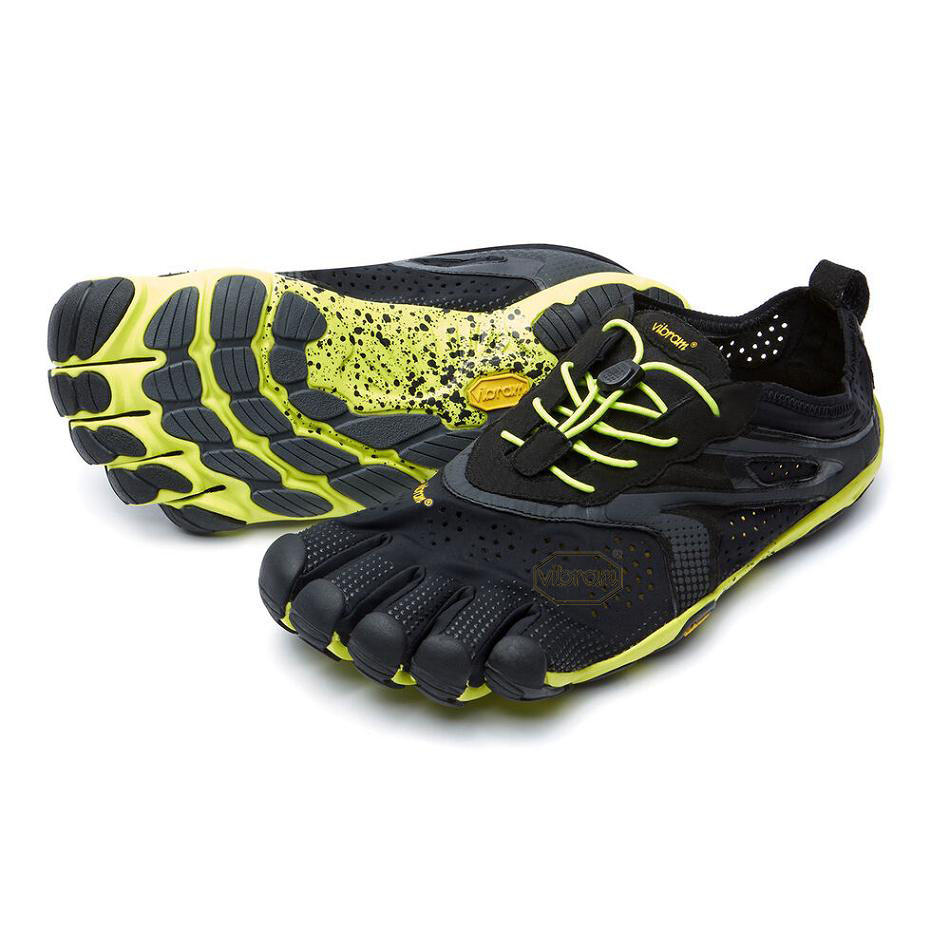 Men\'s Vibram V-Run Training Shoes Black / Yellow | US_D53