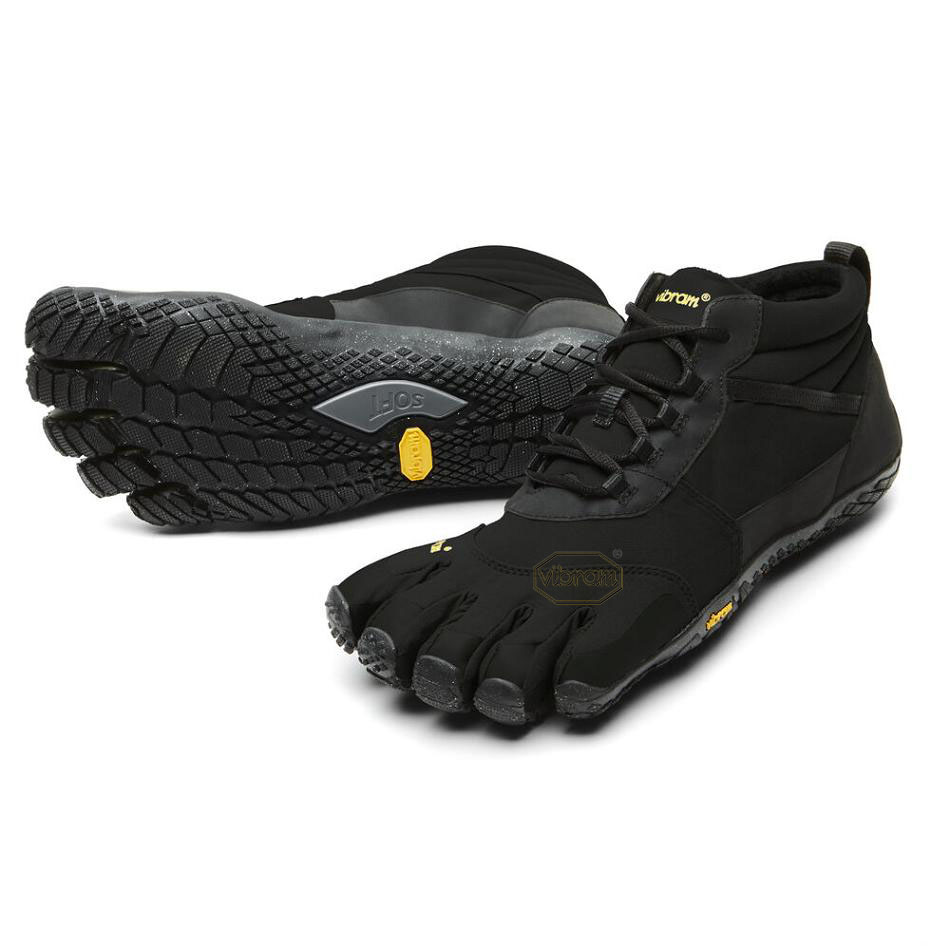 Men\'s Vibram V-Trek Insulated Hiking Shoes Black | US_A99