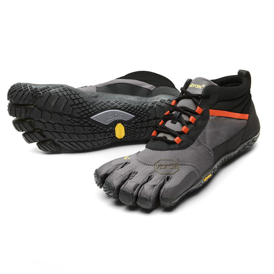 Men\'s Vibram V-Trek Insulated Hiking Shoes Black / Grey / Red | US_P98