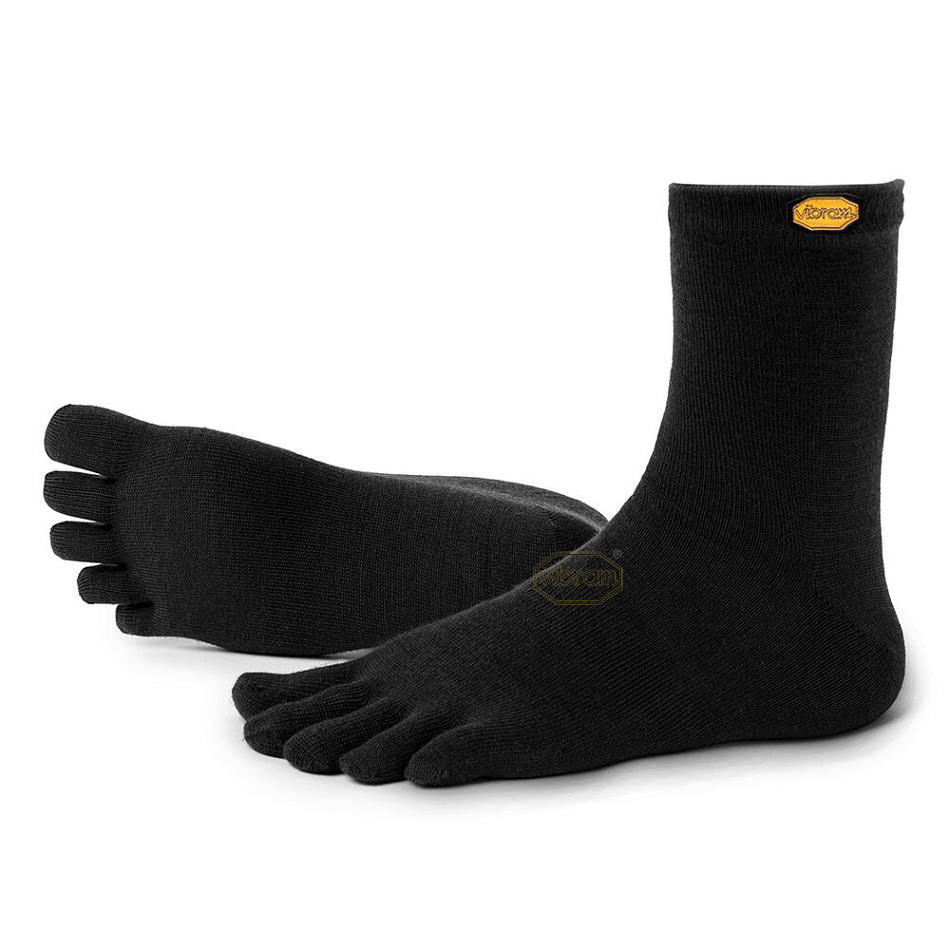 Women's Vibram 5TOE Crew Wool Socks Black | US_G13