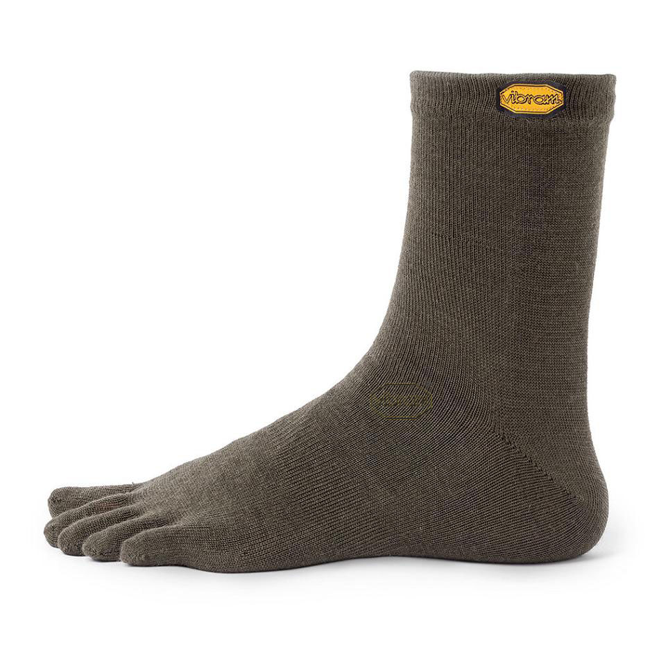 Women\'s Vibram 5TOE Crew Wool Socks Green | US_S34