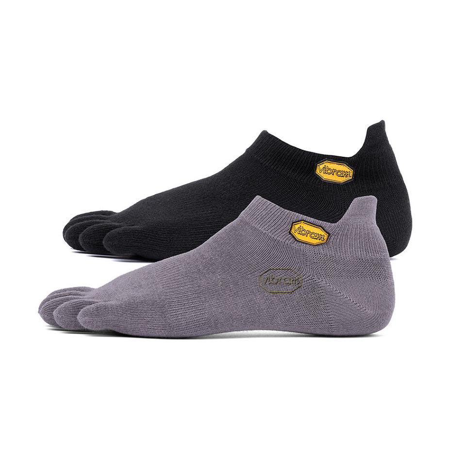 Women\'s Vibram 5TOE No Show 2 Pack Socks Black / Grey | US_C20