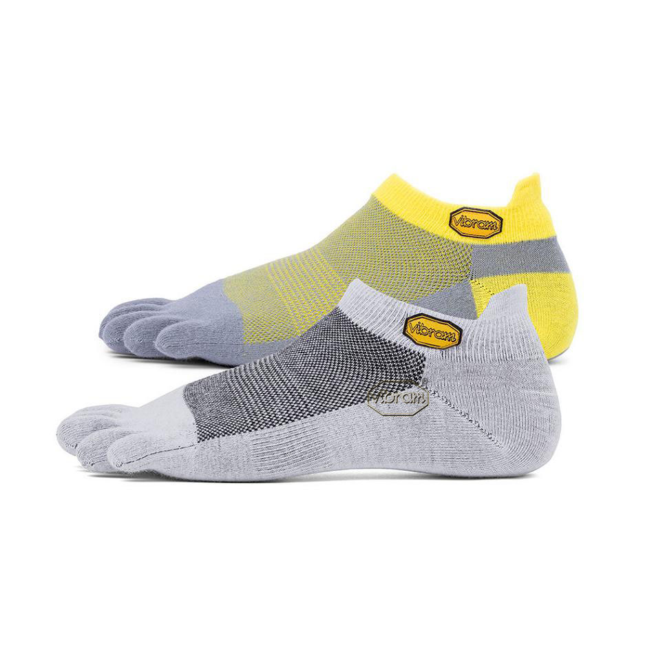 Women\'s Vibram 5TOE No Show 2 Pack Socks Light Grey / Yellow Grey | US_R28