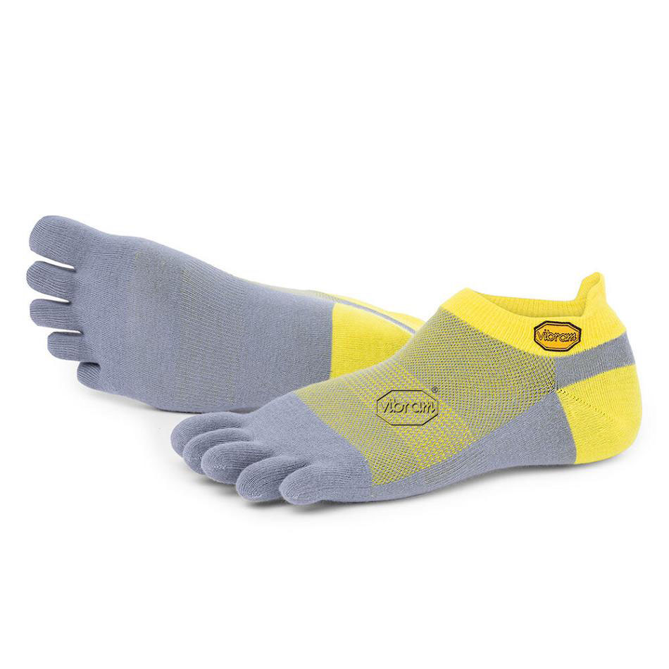 Women's Vibram 5TOE No Show Socks Yellow / Grey | US_T29