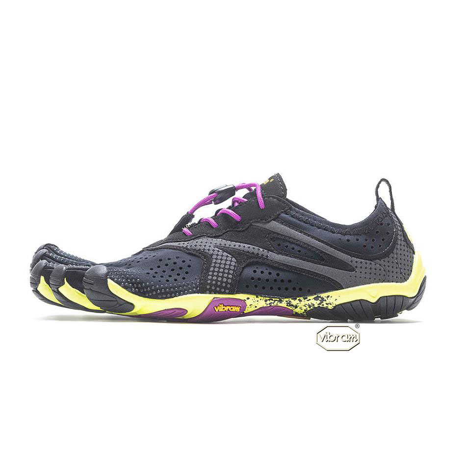 Women's Vibram V-Run Running Shoes Black / Yellow / Purple | US_N20