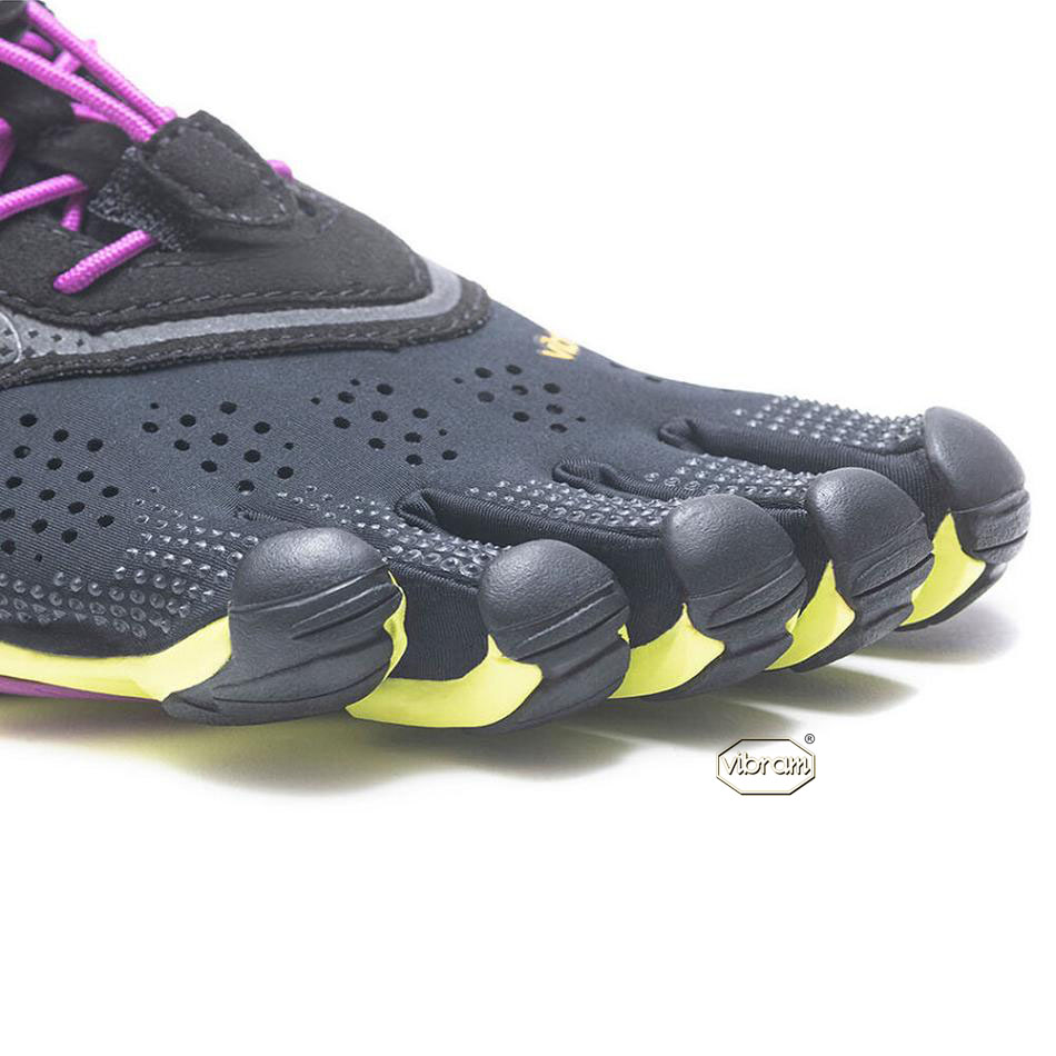 Women's Vibram V-Run Running Shoes Black / Yellow / Purple | US_N20