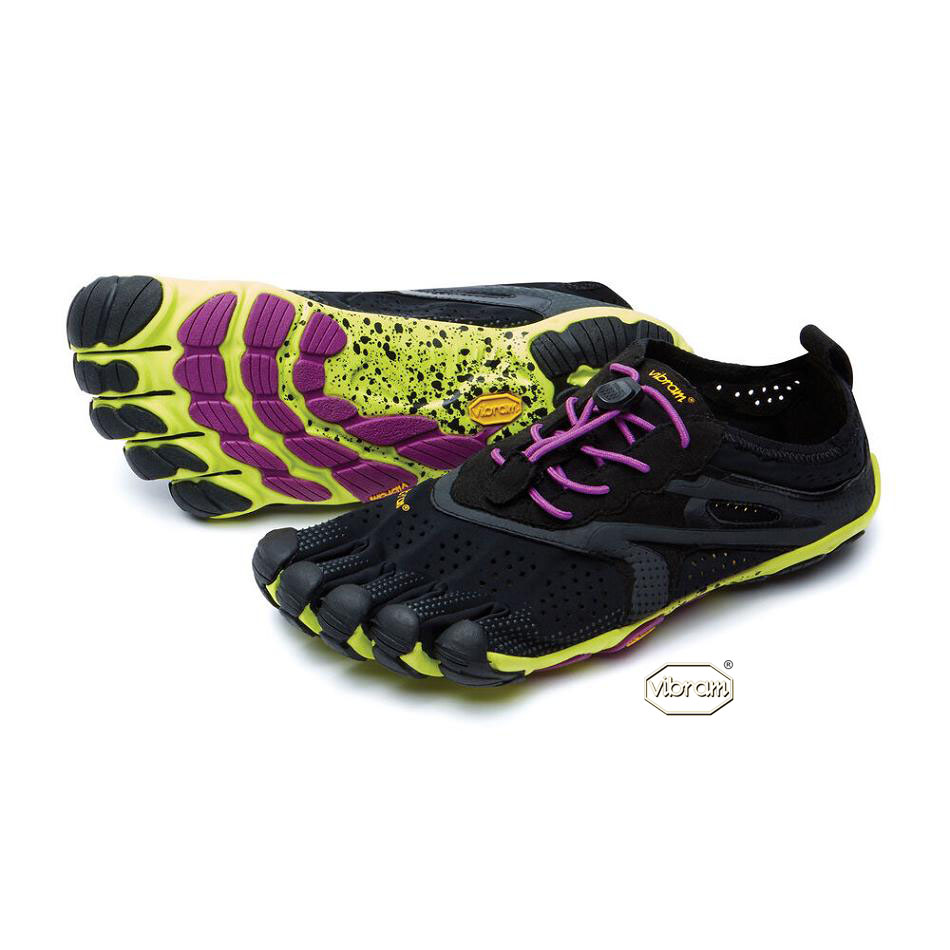 Women\'s Vibram V-Run Running Shoes Black / Yellow / Purple | US_N20