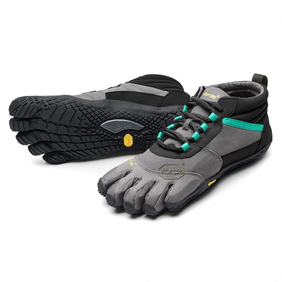 Women\'s Vibram V-Trek Insulated Hiking Shoes Black / Grey / Green | US_N68