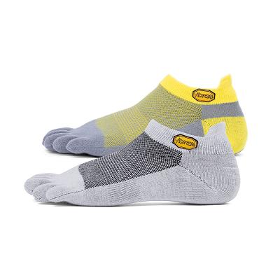 Men's Vibram 5TOE No Show 2 Pack Socks Light Grey / Yellow Grey | US_Y99